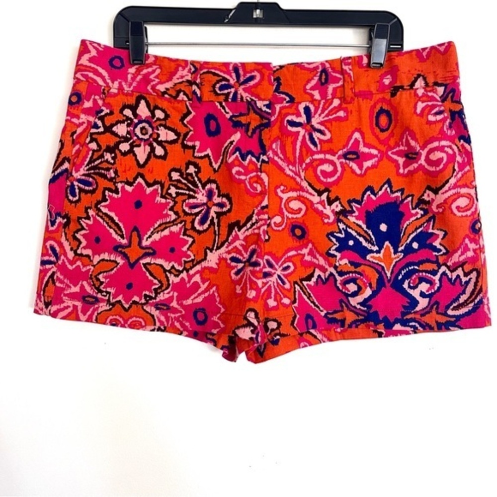 LOFT Linen Blend Pink and Orange Floral Women's Shorts Size 12